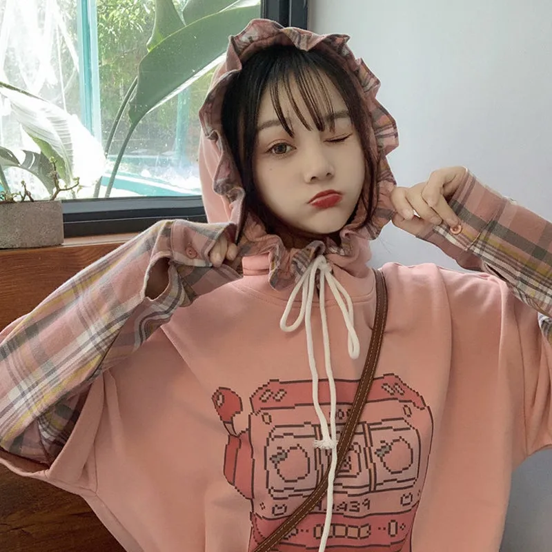 "CARTOON PRINT HOODED" SWEATER N102104