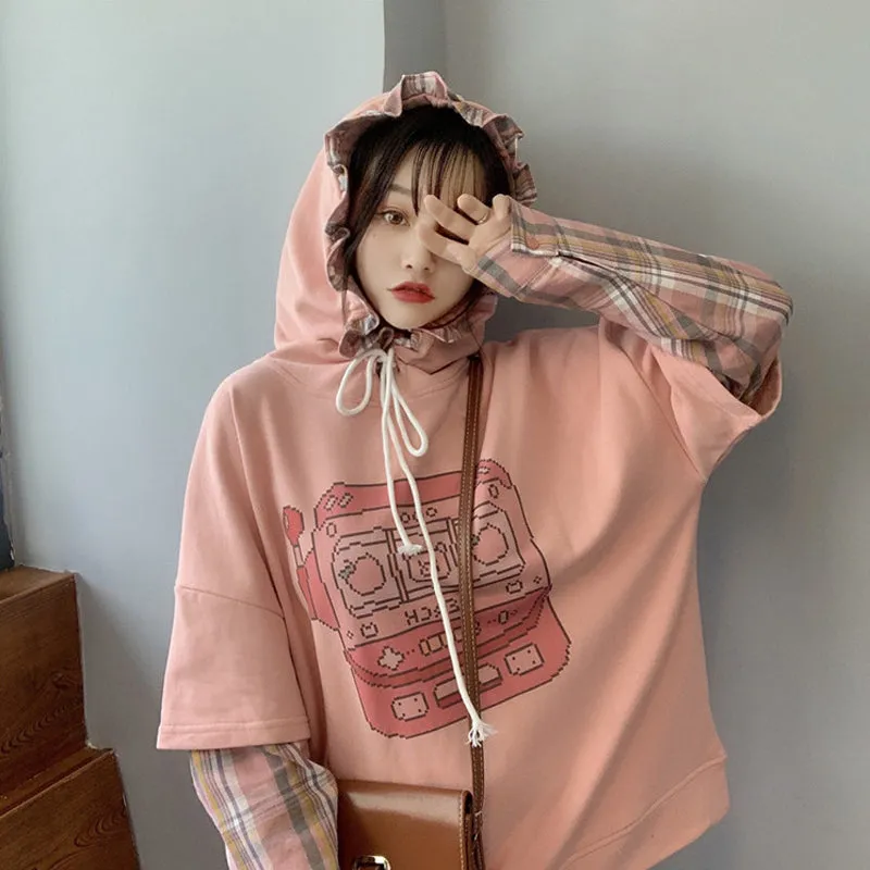 "CARTOON PRINT HOODED" SWEATER N102104
