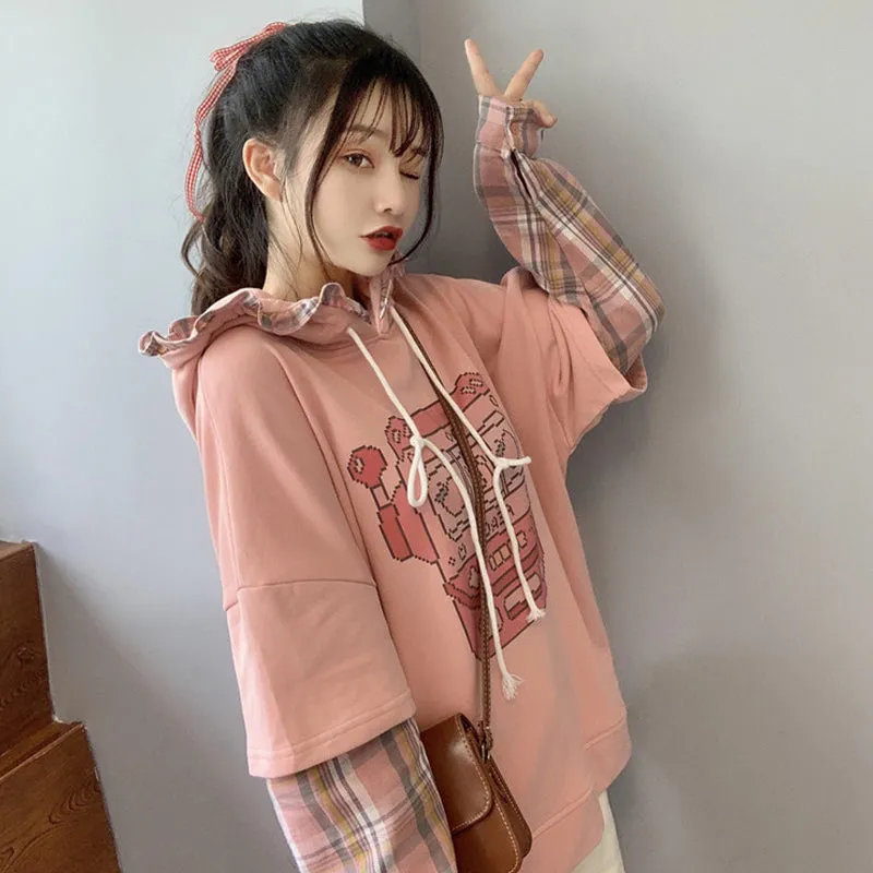 "CARTOON PRINT HOODED" SWEATER N102104