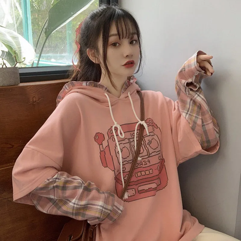 "CARTOON PRINT HOODED" SWEATER N102104