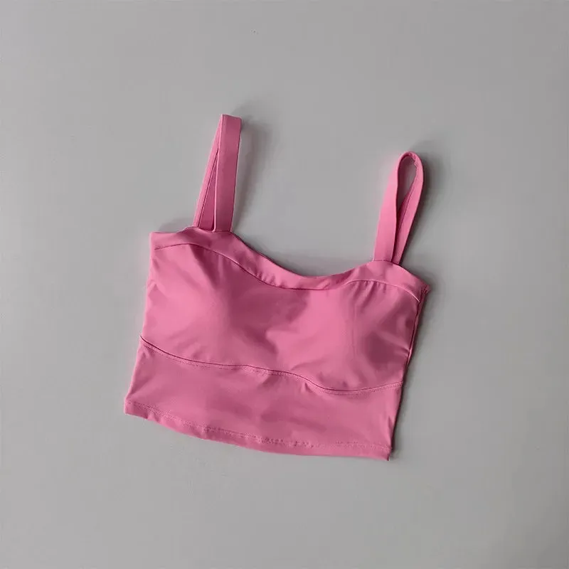 Racerback Sports Bras Women - Padded Medium Support Yoga Gym Bra, Molded Cup Push Up Bralette, Workout Running Sport Tops