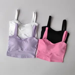 Racerback Sports Bras Women - Padded Medium Support Yoga Gym Bra, Molded Cup Push Up Bralette, Workout Running Sport Tops