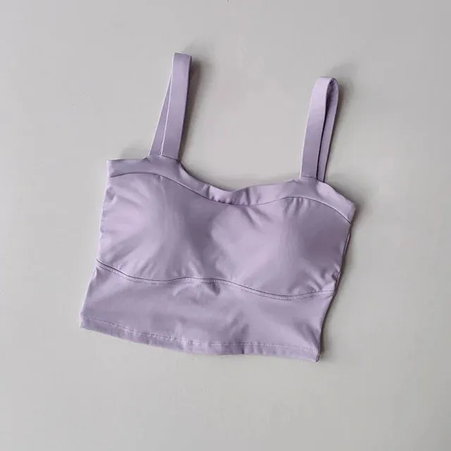 Racerback Sports Bras Women - Padded Medium Support Yoga Gym Bra, Molded Cup Push Up Bralette, Workout Running Sport Tops