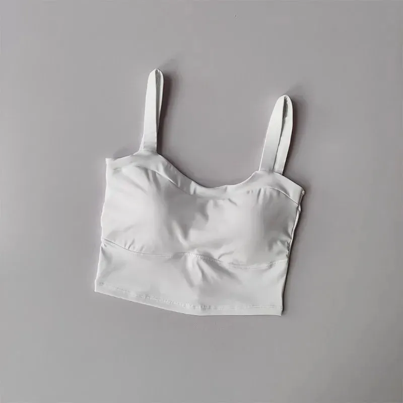 Racerback Sports Bras Women - Padded Medium Support Yoga Gym Bra, Molded Cup Push Up Bralette, Workout Running Sport Tops