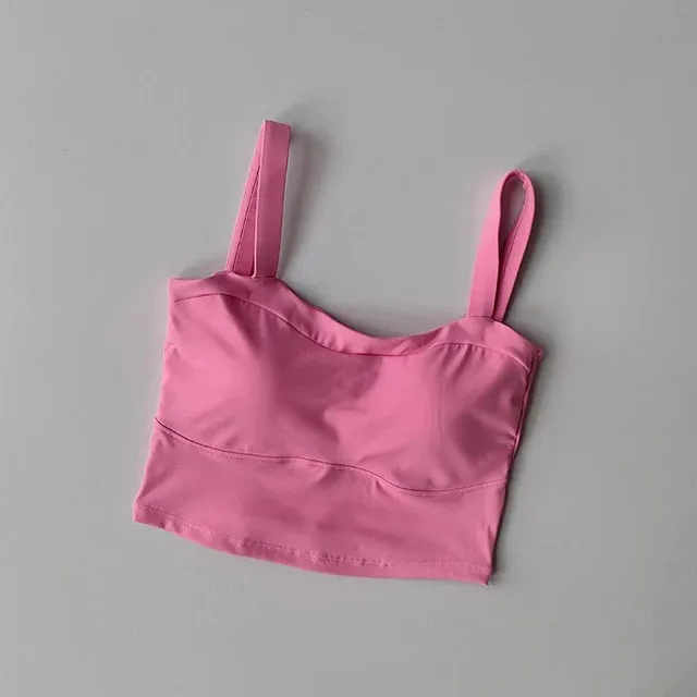 Racerback Sports Bras Women - Padded Medium Support Yoga Gym Bra, Molded Cup Push Up Bralette, Workout Running Sport Tops