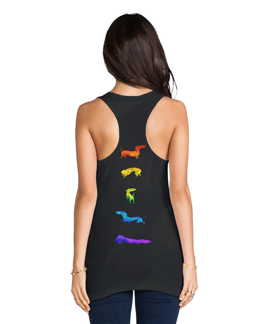 Rainbow Dachshund Racerback Tank Top
