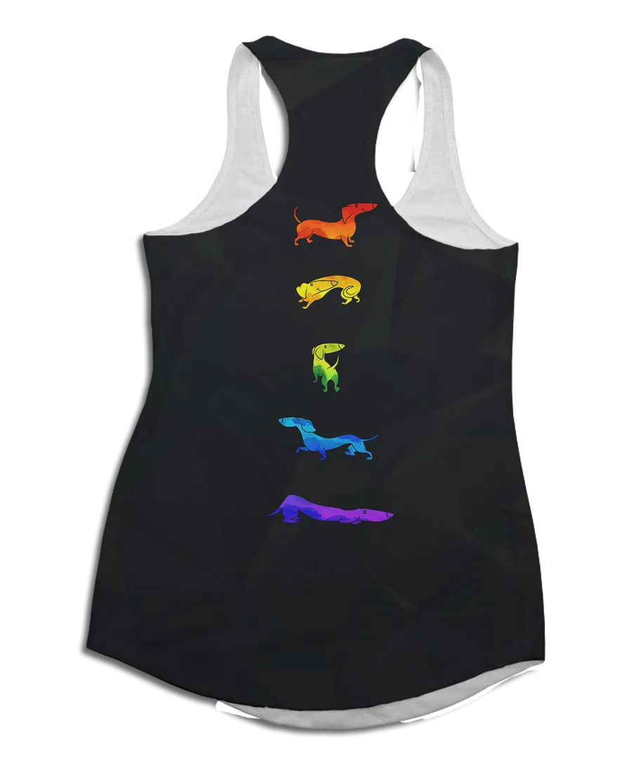 Rainbow Dachshund Racerback Tank Top