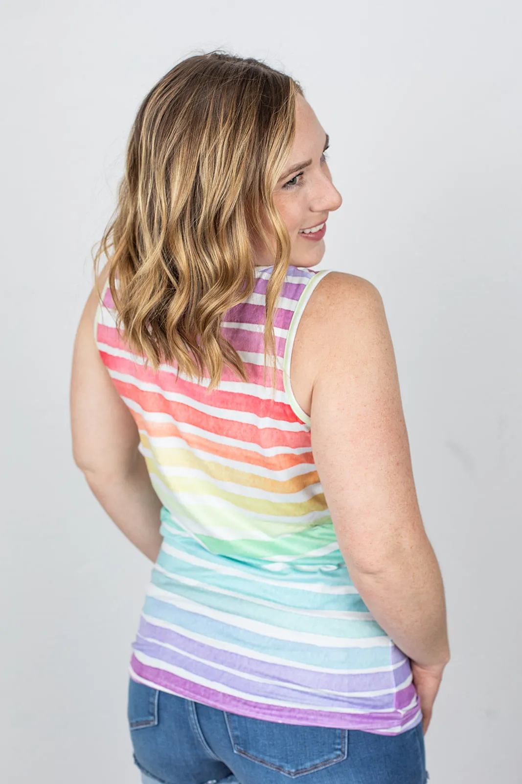 Rainbow Stripes Sleeveless Tank