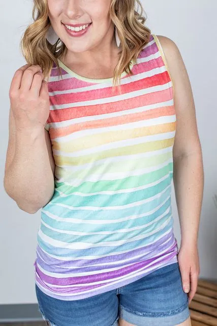 Rainbow Stripes Sleeveless Tank