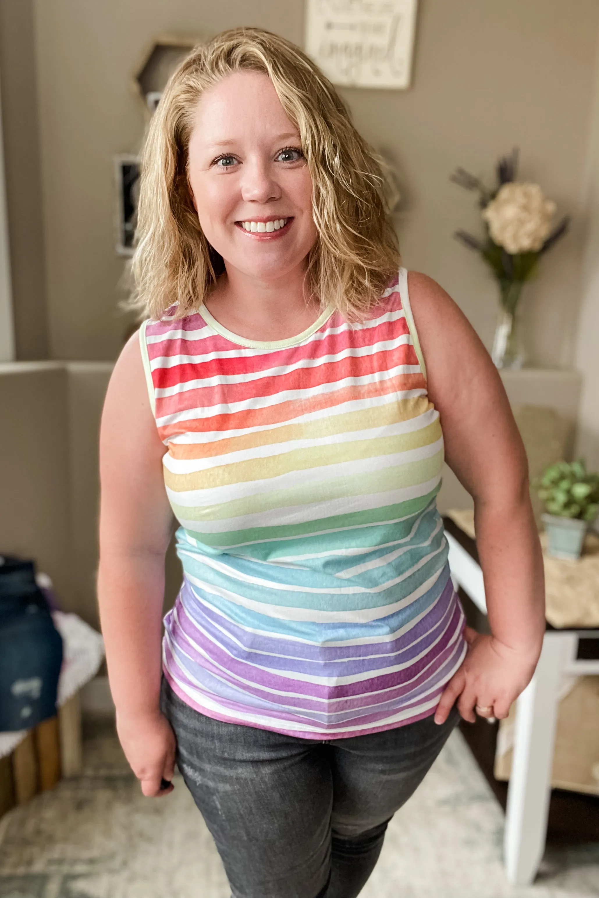Rainbow Stripes Sleeveless Tank