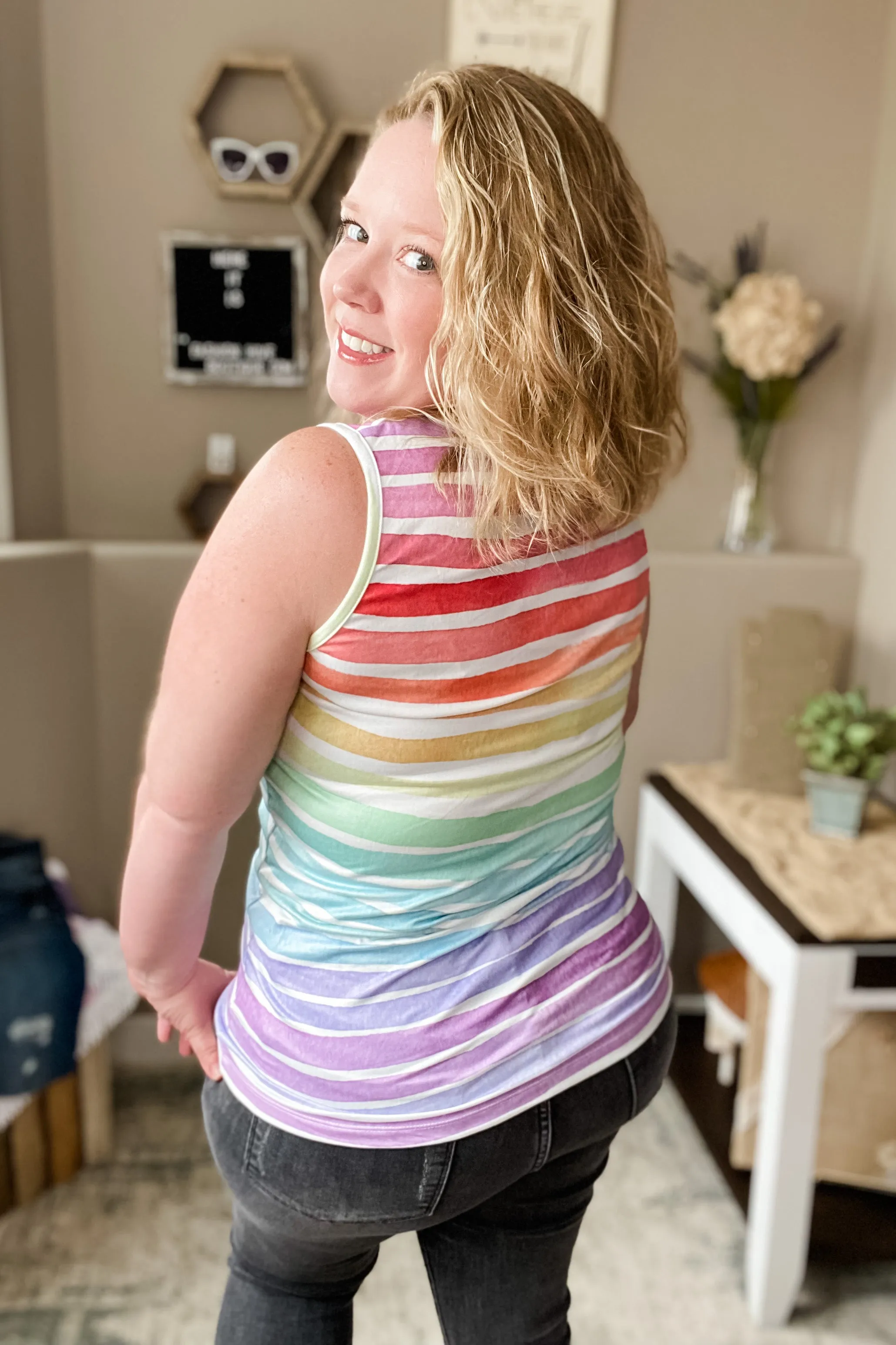 Rainbow Stripes Sleeveless Tank