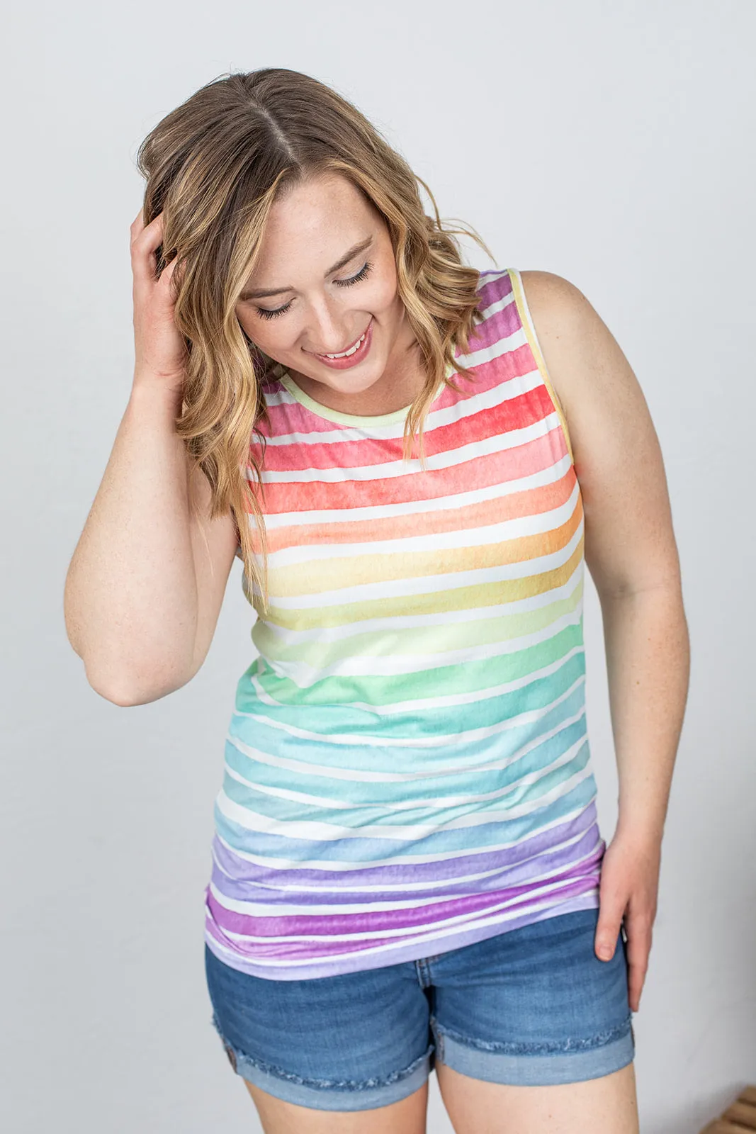 Rainbow Stripes Sleeveless Tank