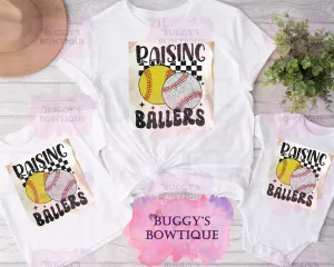 Raising Ballers Sublimation/ DTF/ BLEACHED Shirts, Onesies, Sweatshirts- MULTIPLE COLORS