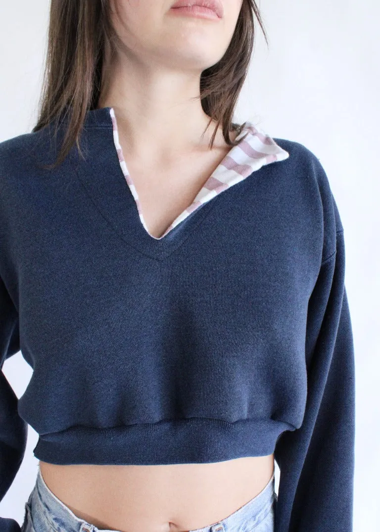 RCYCLD Collared Crop Sweatshirt