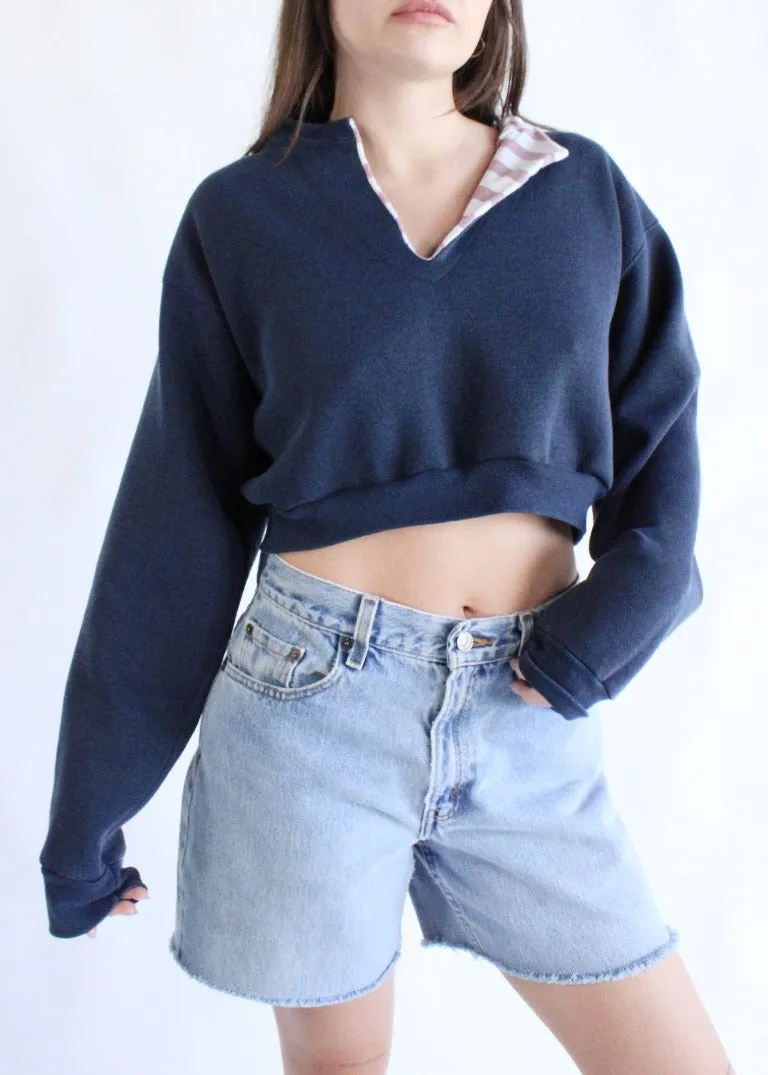 RCYCLD Collared Crop Sweatshirt