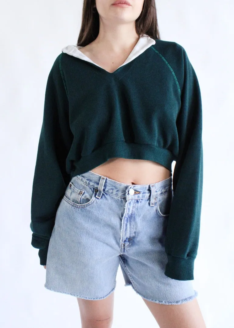 RCYCLD Collared Crop Sweatshirt