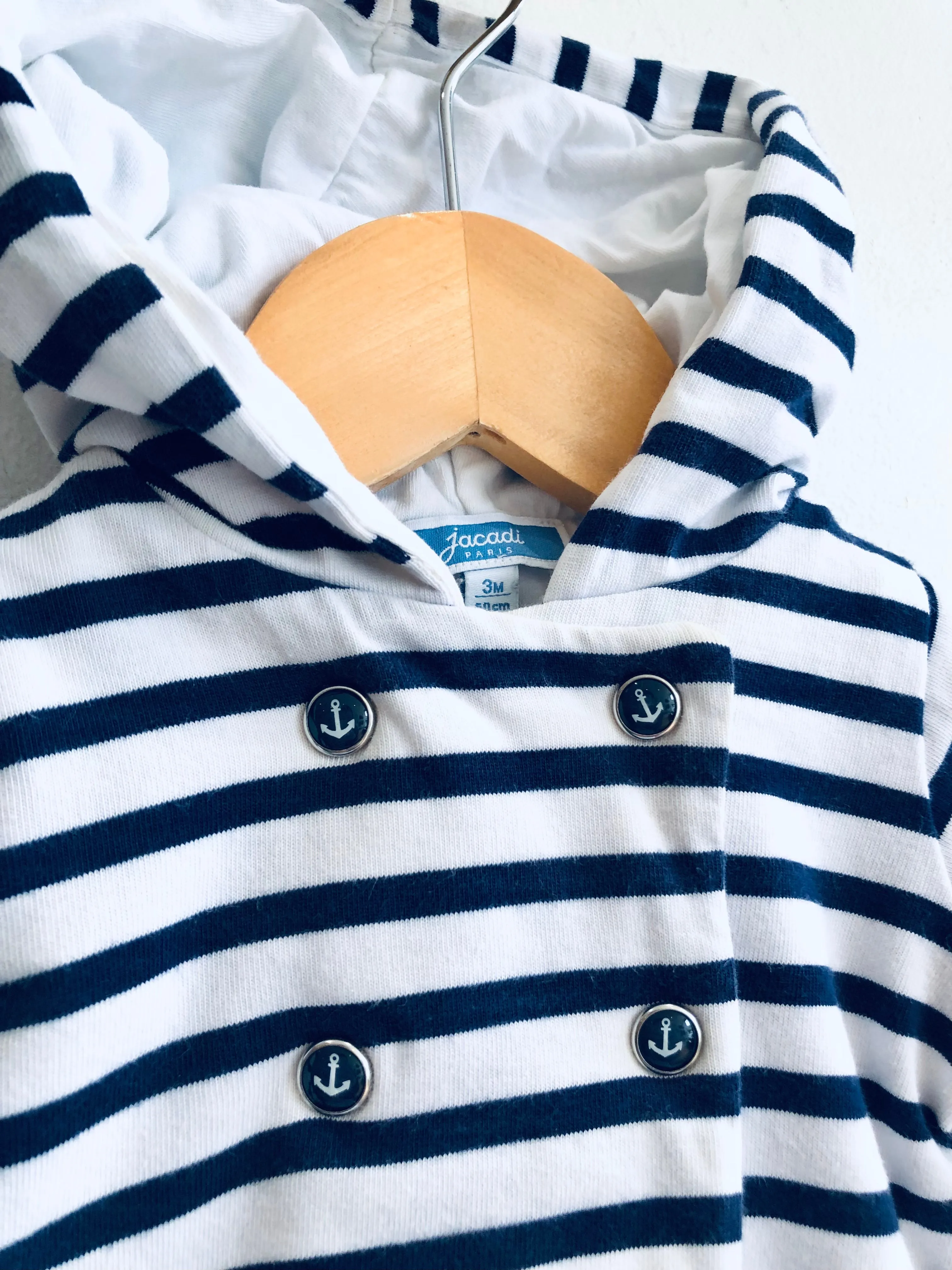 REALLY LOVED Anchor Button Cotton Hoodie (discolouring near neck and inside) // 3M