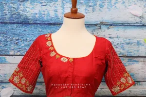 Red Saree Blouse |Maggam Work Blouse | saree stitched Blouse | handloom saree Blouse| pattu saree Blouse | Red Blouse | HoneyBee Handlooms