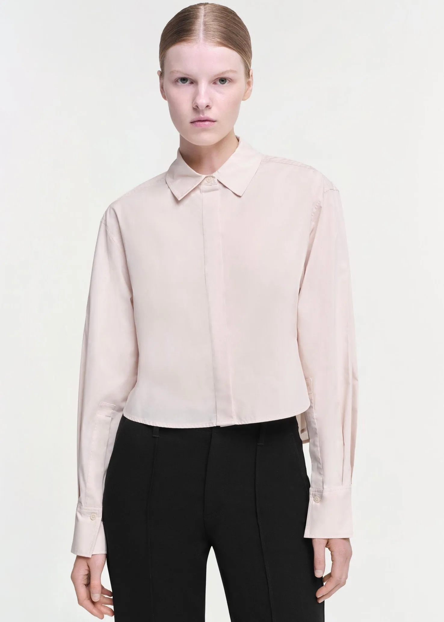 Renata Cropped Button Shirt (Sand)