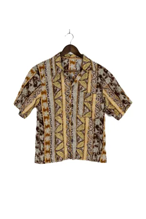 Retro Brown Floral Button Down