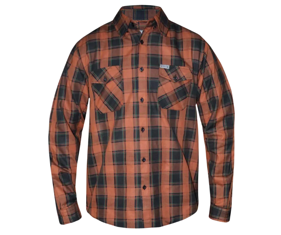 Revolution Gear Plaid Black and Rust Flannel Shirt