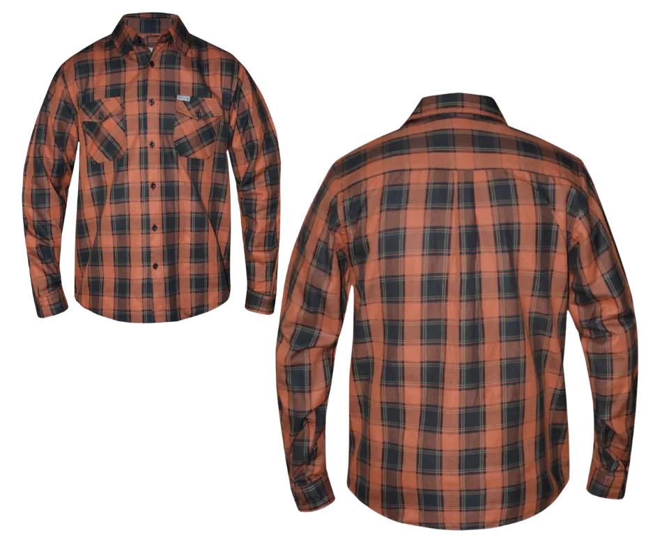 Revolution Gear Plaid Black and Rust Flannel Shirt