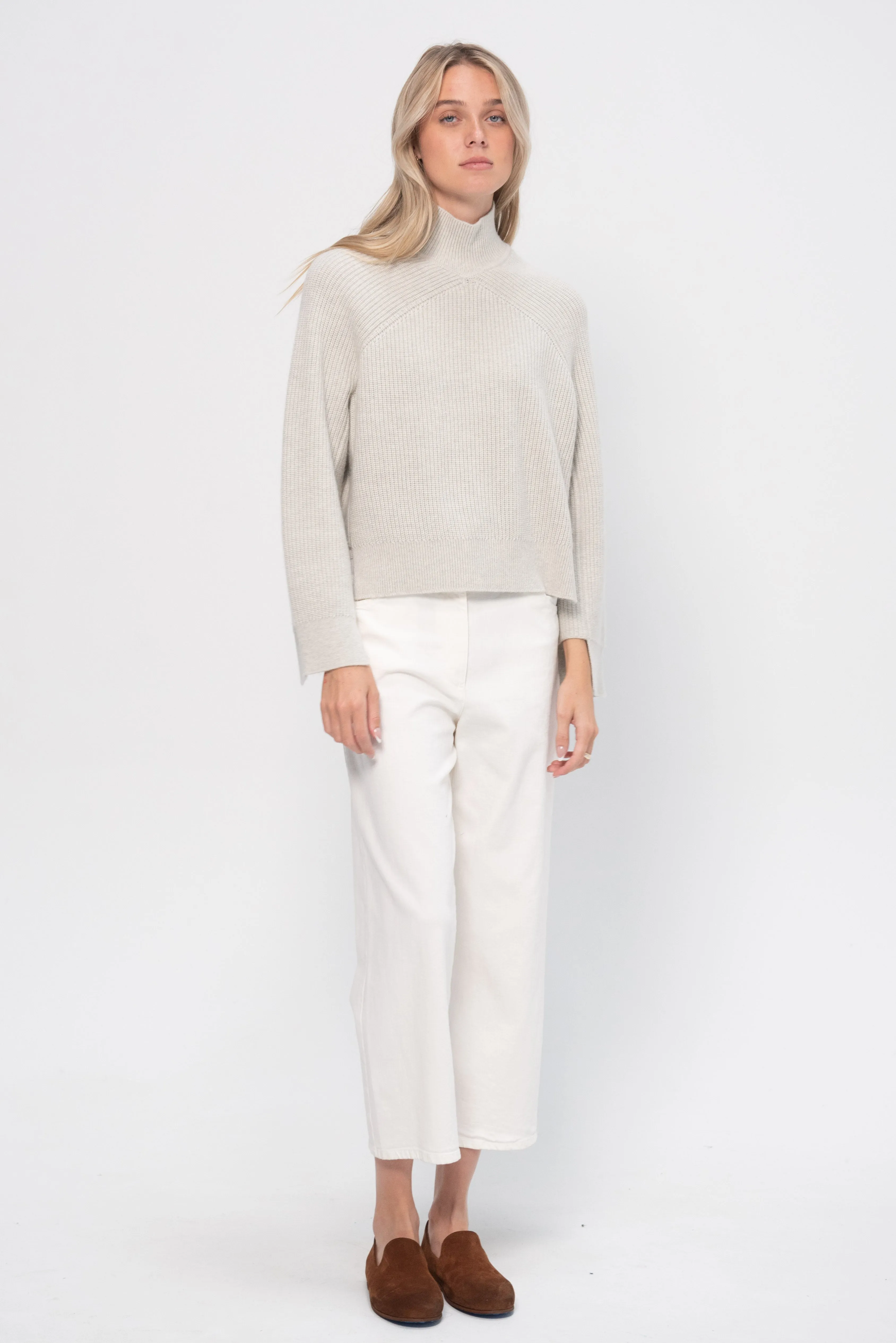 Ribbed Paneled Turtleneck, Fog