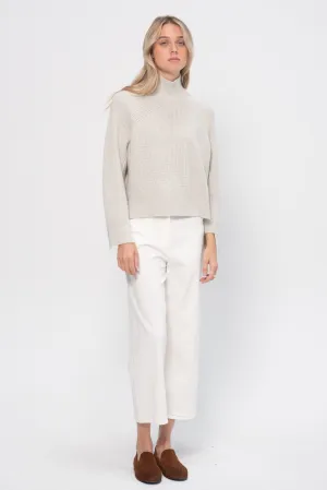 Ribbed Paneled Turtleneck, Fog
