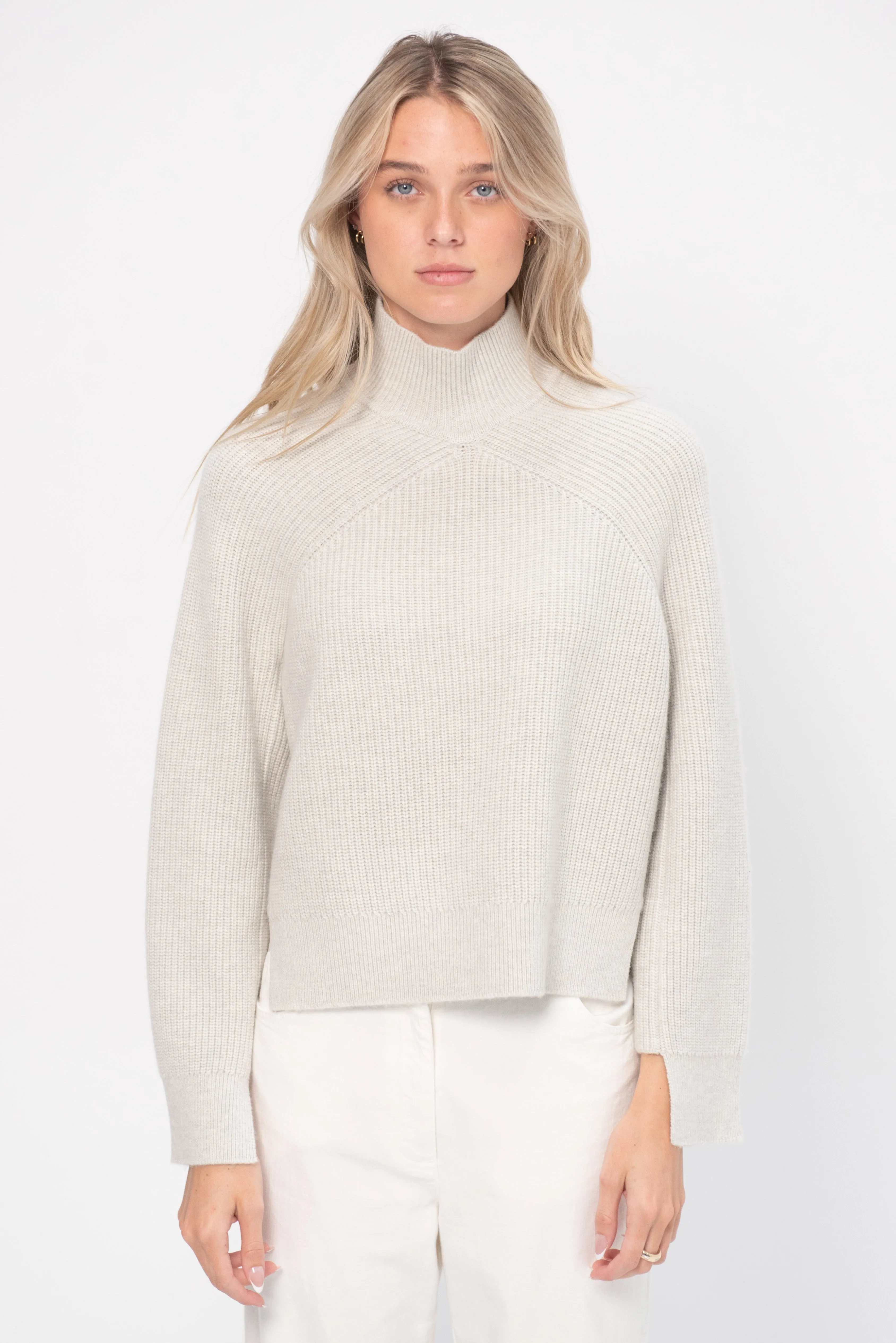 Ribbed Paneled Turtleneck, Fog