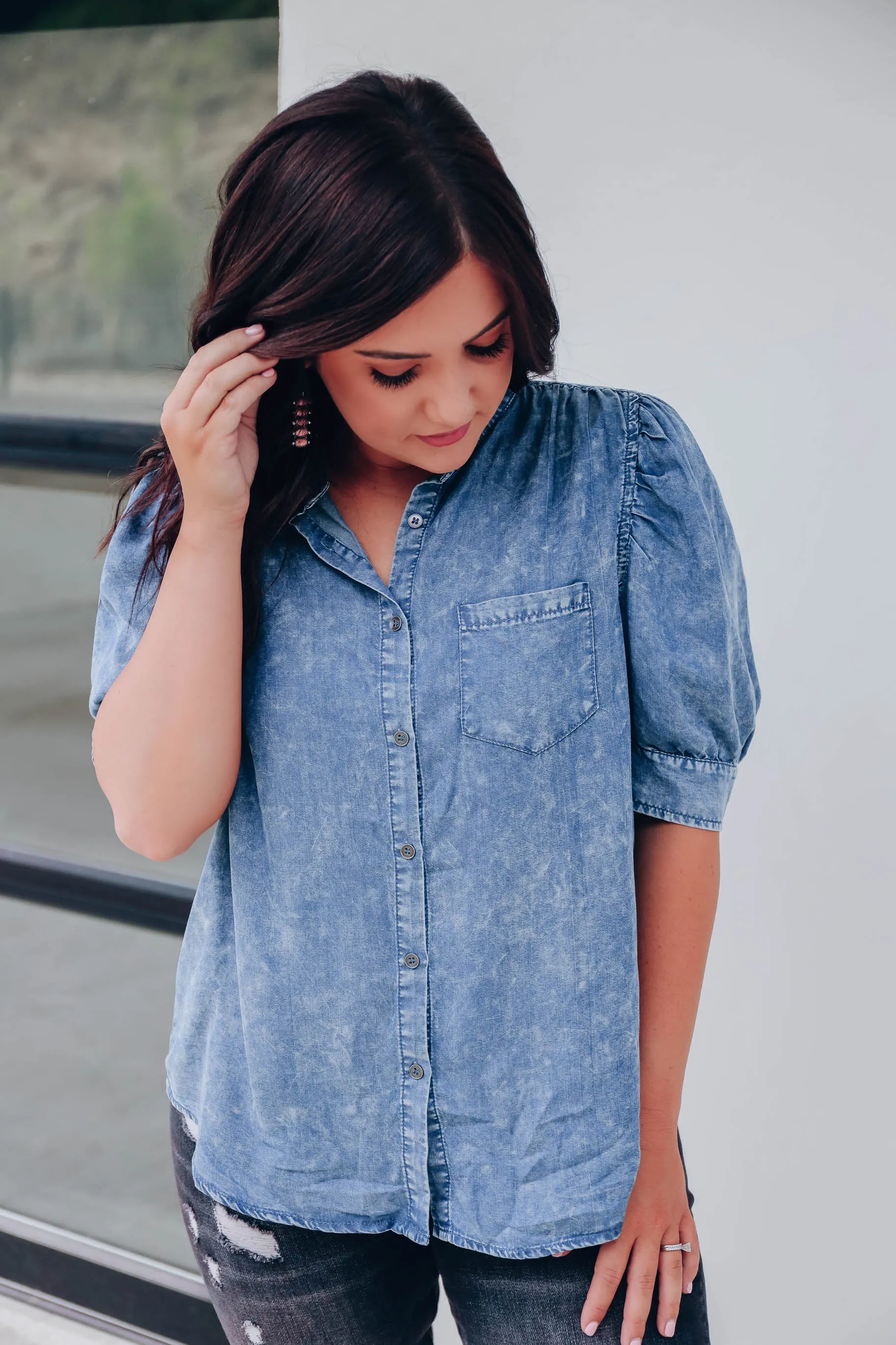 Rogue Chambray Blouse - Dark