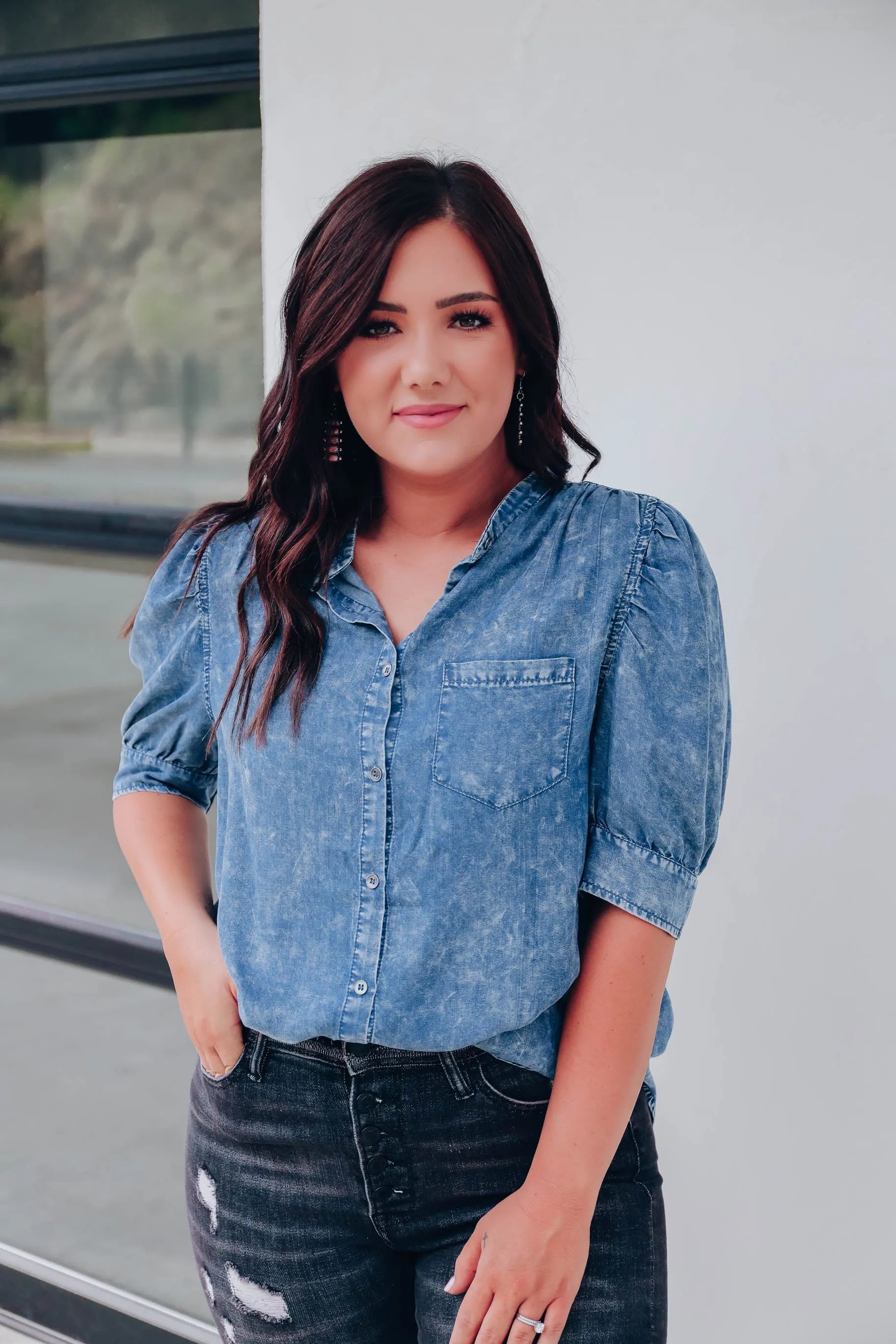 Rogue Chambray Blouse - Dark