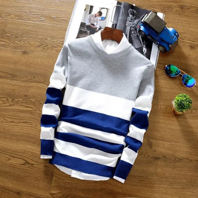 Round Collar Stripe Sweater
