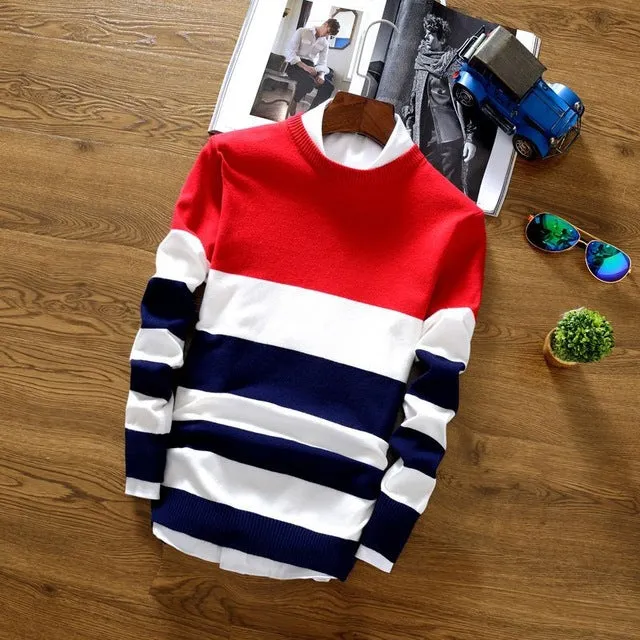 Round Collar Stripe Sweater