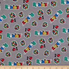 Rubiks Patches Grey - Flannel - 1/2 Metre