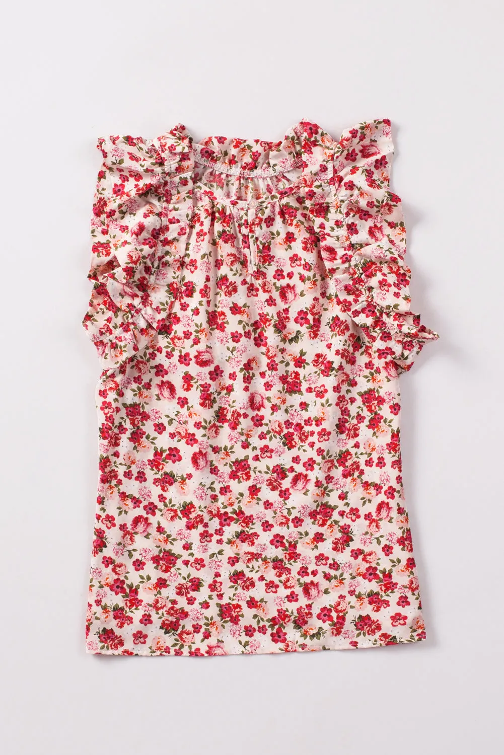 Ruffled Mock Neck Sleeveless Top