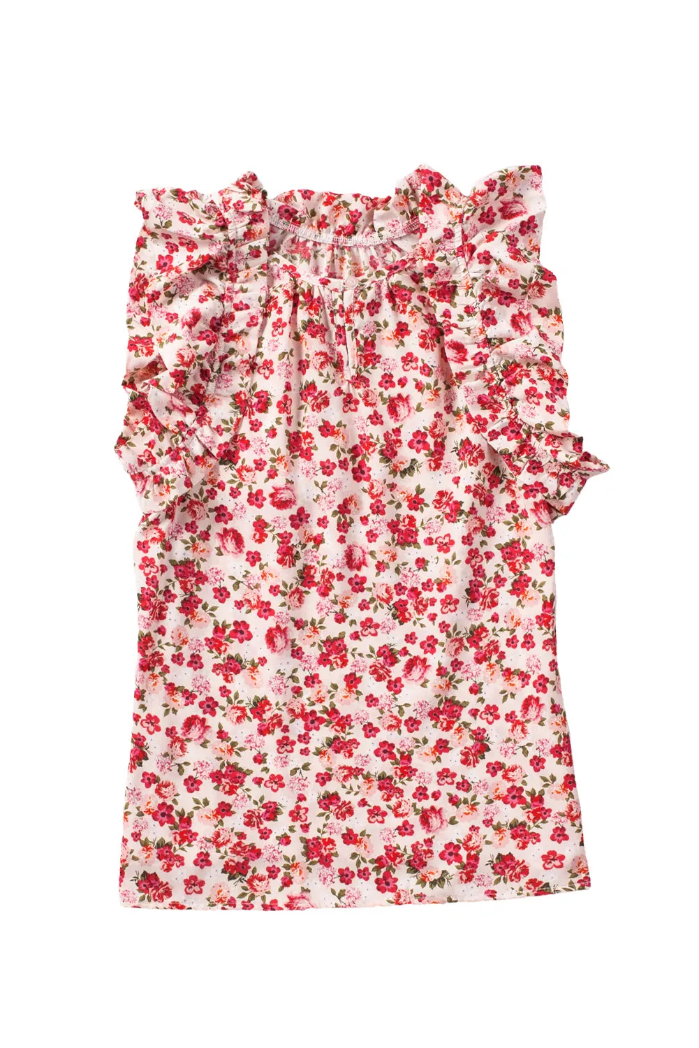 Ruffled Mock Neck Sleeveless Top