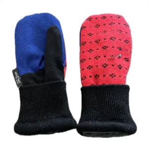 SALE Women's Mittens - Red & Blue Nordic Small Stitching Repair - 1405