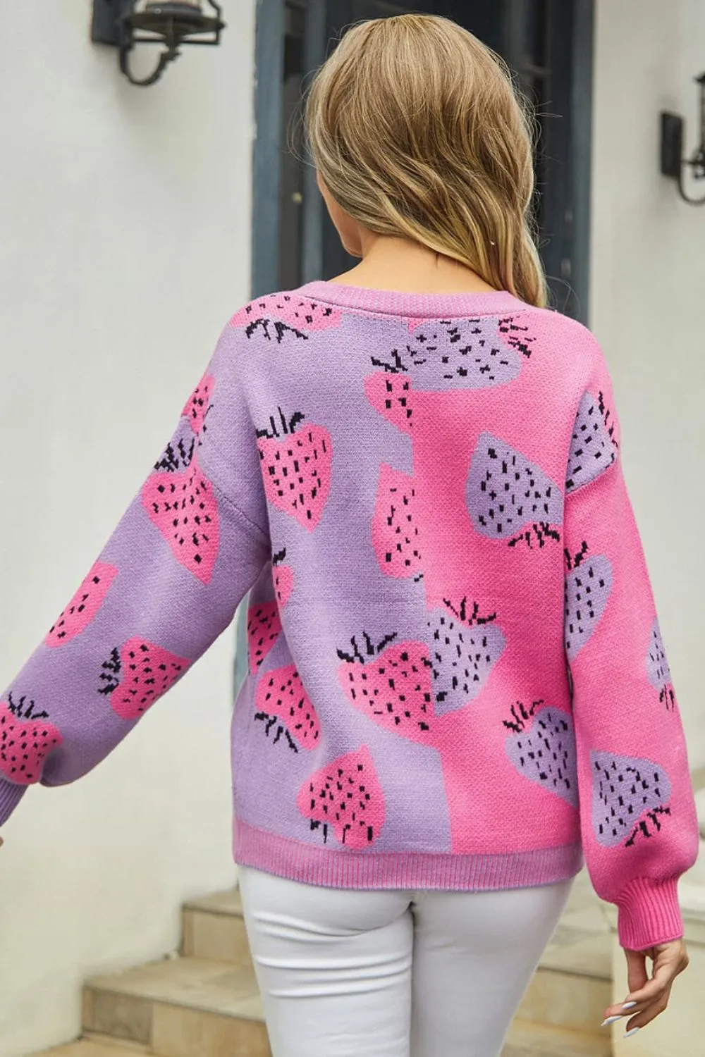 Sammie Printed V-Neck Button-Down Long Sleeve Cardigan