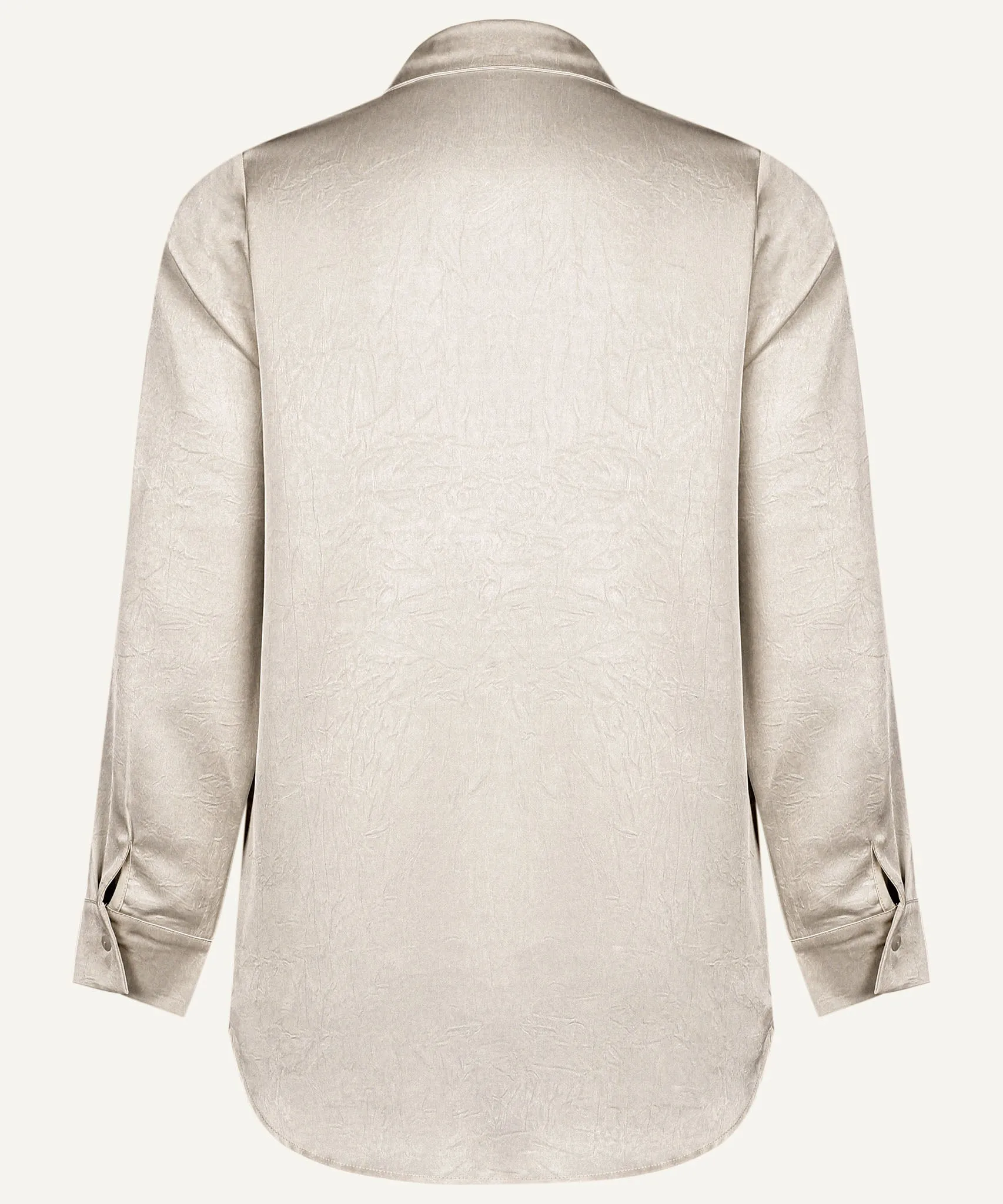 Sand Satin Long Sleeve Shirt Blouse