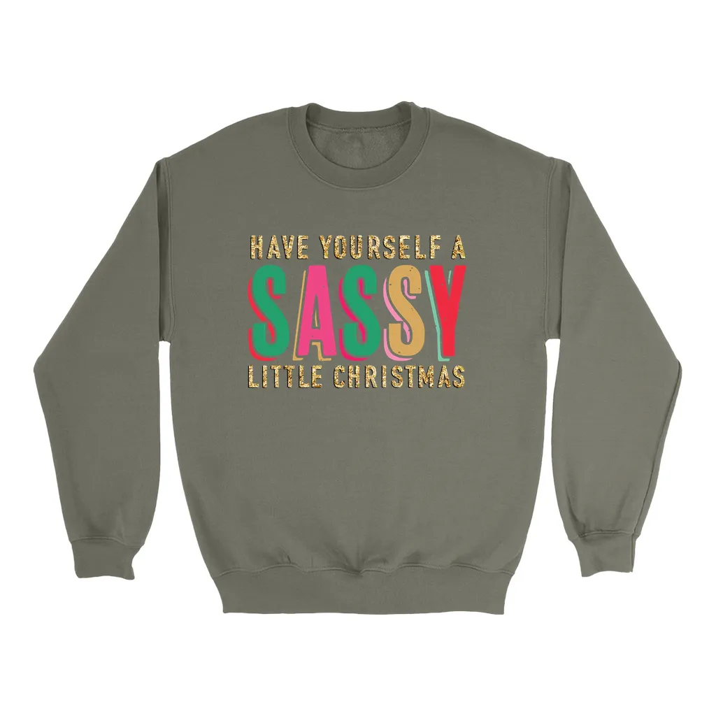 Sassy Little Christmas Glitter Effect Sweatshirt