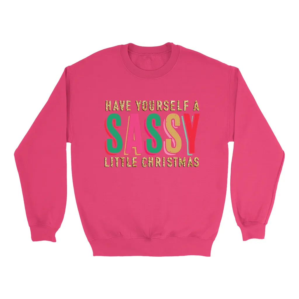 Sassy Little Christmas Glitter Effect Sweatshirt
