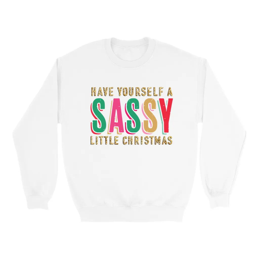 Sassy Little Christmas Glitter Effect Sweatshirt