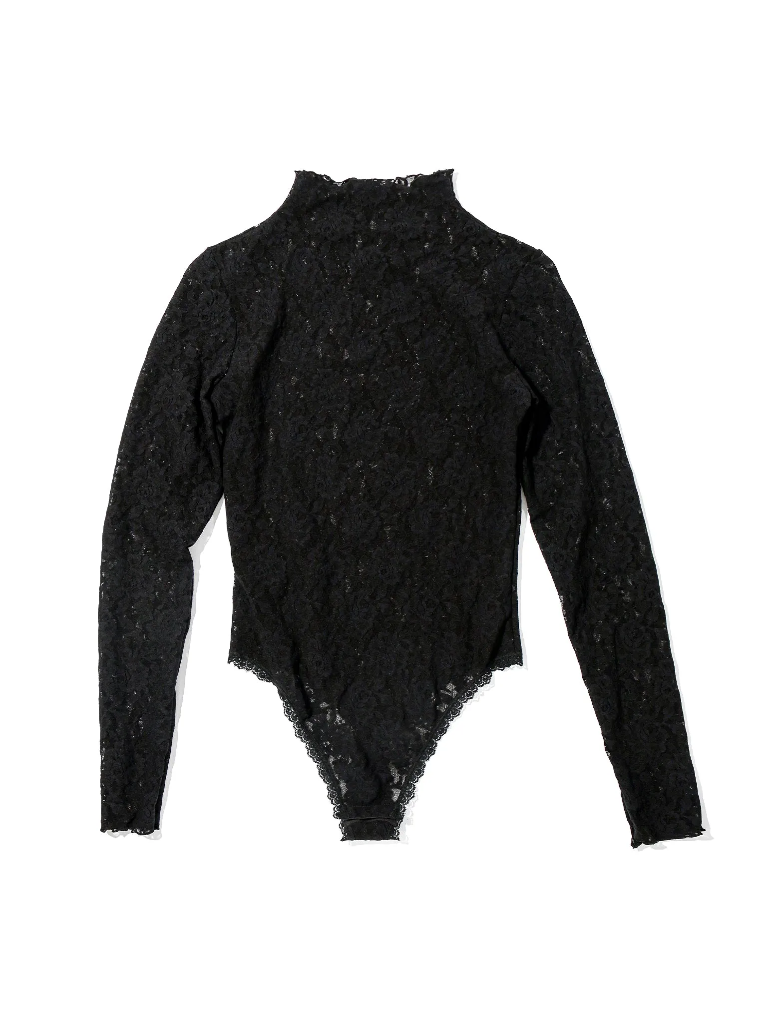 Signature Lace Mock Neck Bodysuit Black Sale