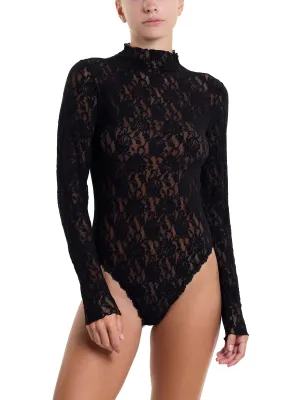 Signature Lace Mock Neck Bodysuit Black Sale