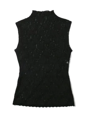 Signature Lace Mock Neck Top Black Sale