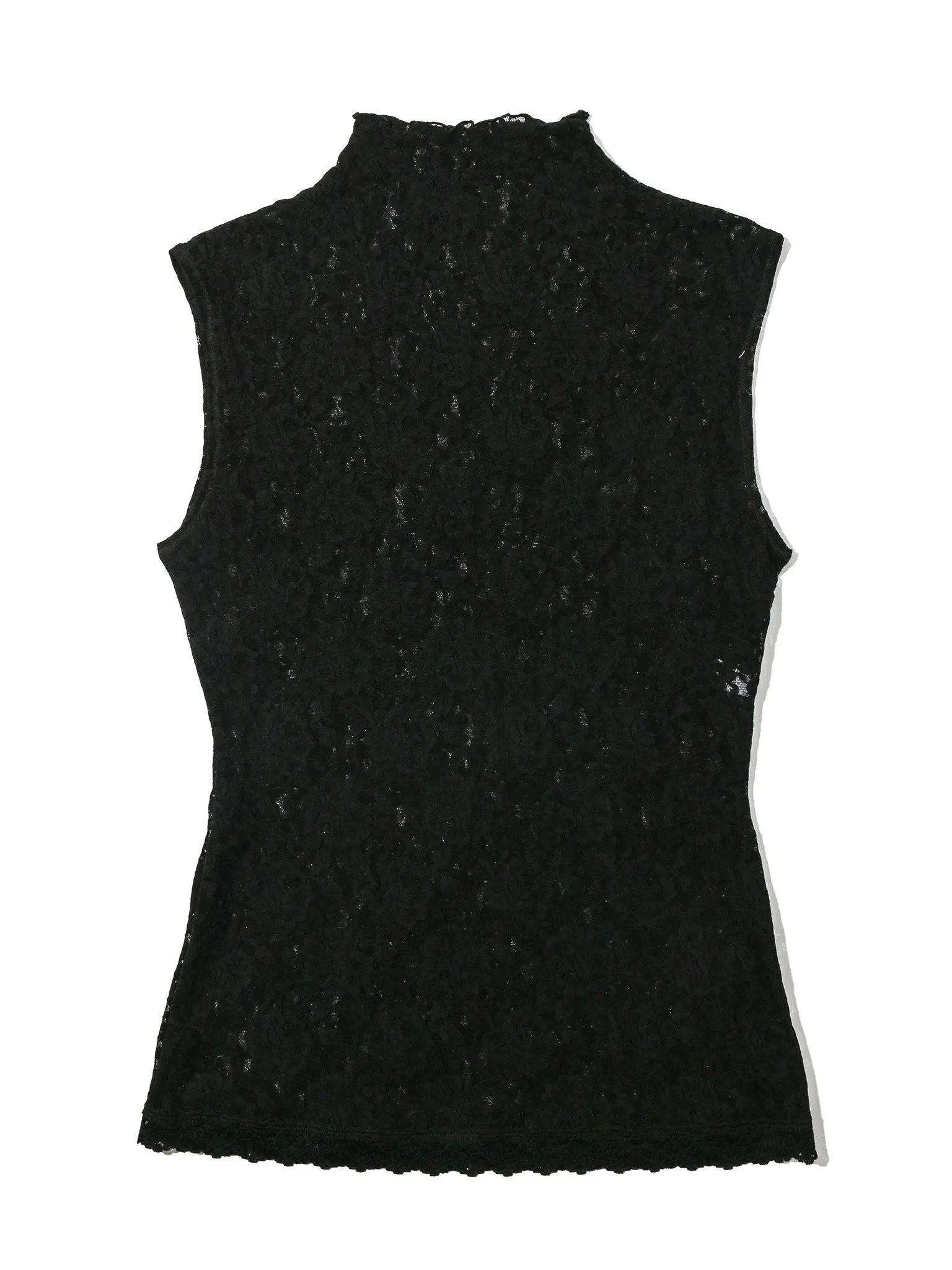 Signature Lace Mock Neck Top Black Sale