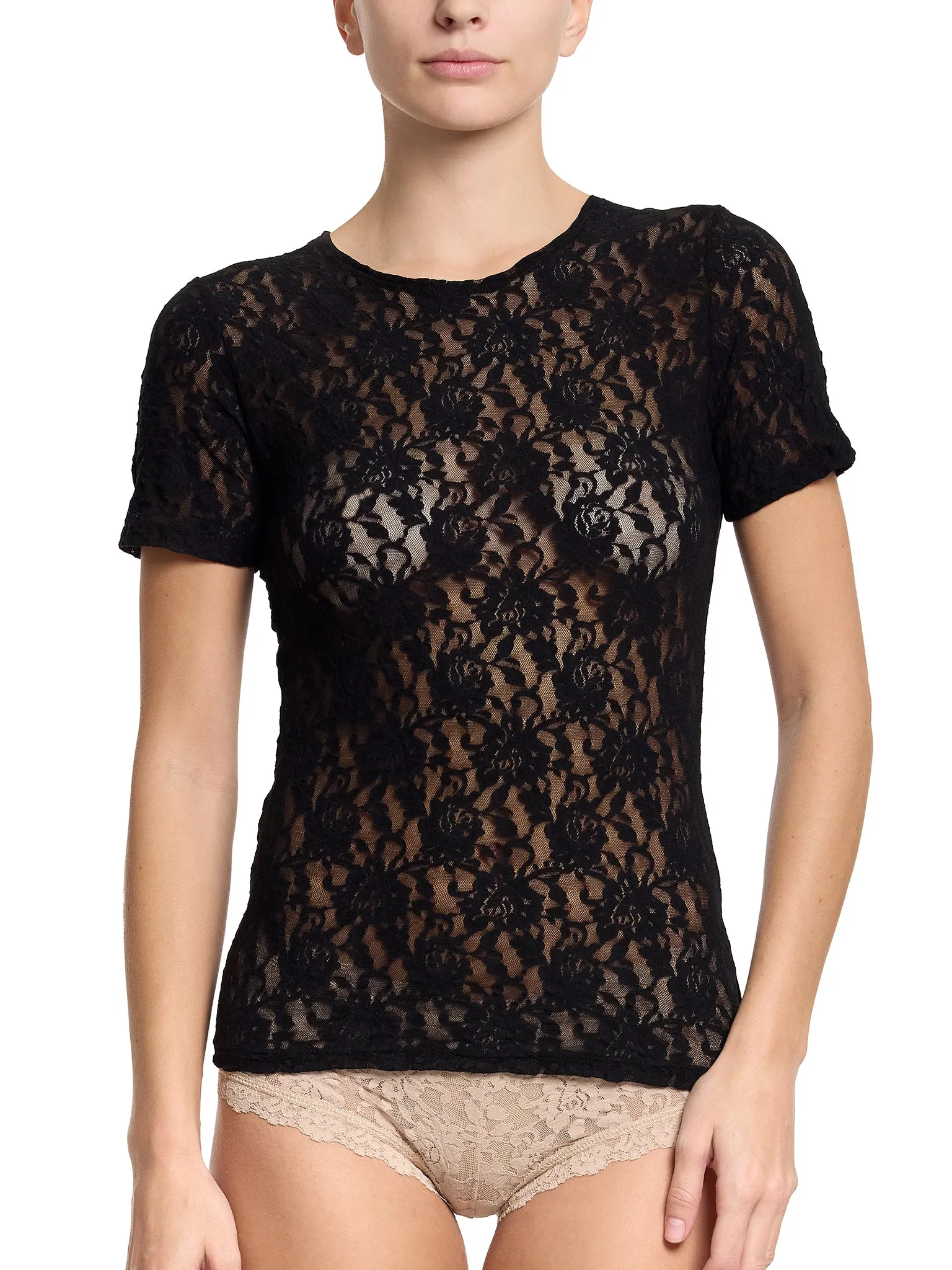 Signature Lace® Short Sleeve Top Black