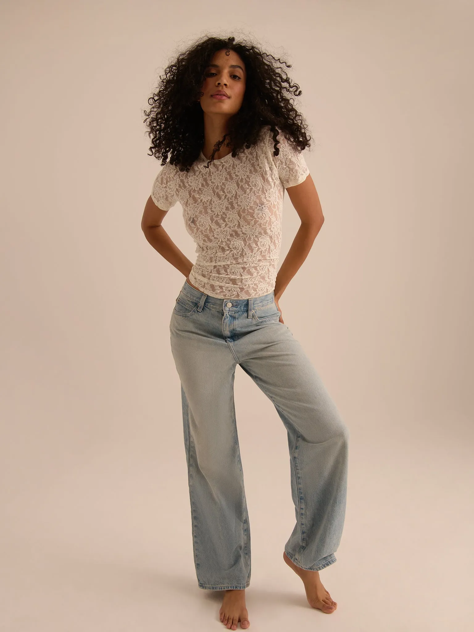 Signature Lace® Short Sleeve Top Marshmallow