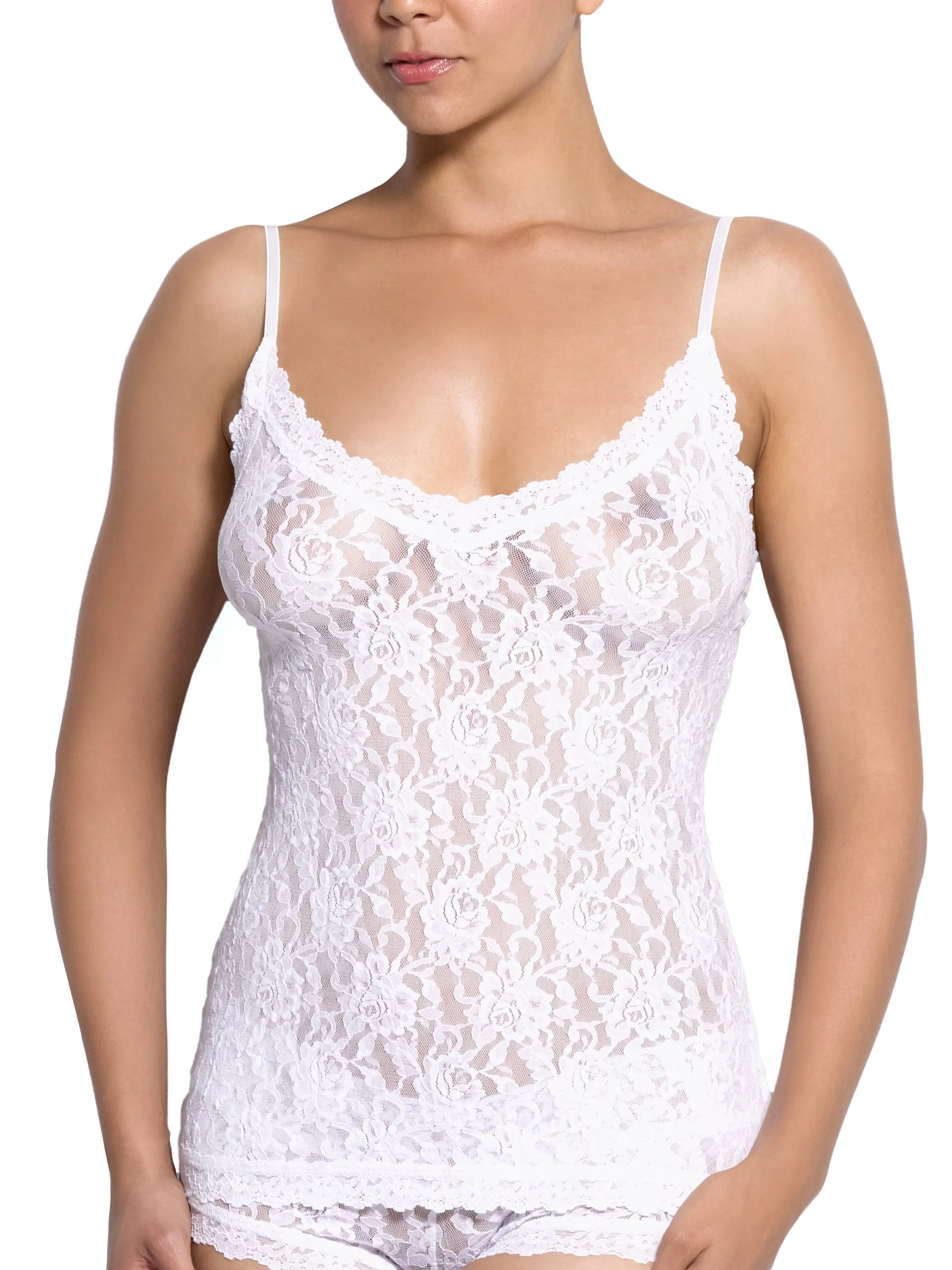 Signature Lace V-Front Cami White