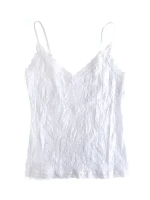 Signature Lace V-Front Cami White
